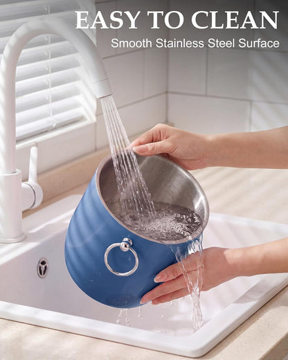 Insulated Ice Bucket, 3L Double Wall Stainless Steel Ice Bucket with Tongs,Lid, Scoop and Strainer, Ice Buckets for Parties,Cocktail Bars, Chilling Beer, Champagne, Wine Bottles