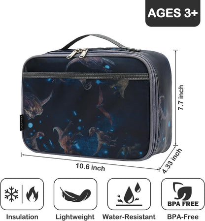 FlowFly Kids Lunch box Insulated Soft Bag Mini Cooler Back to School Thermal Meal Tote Kit for Girls, Boys, Black