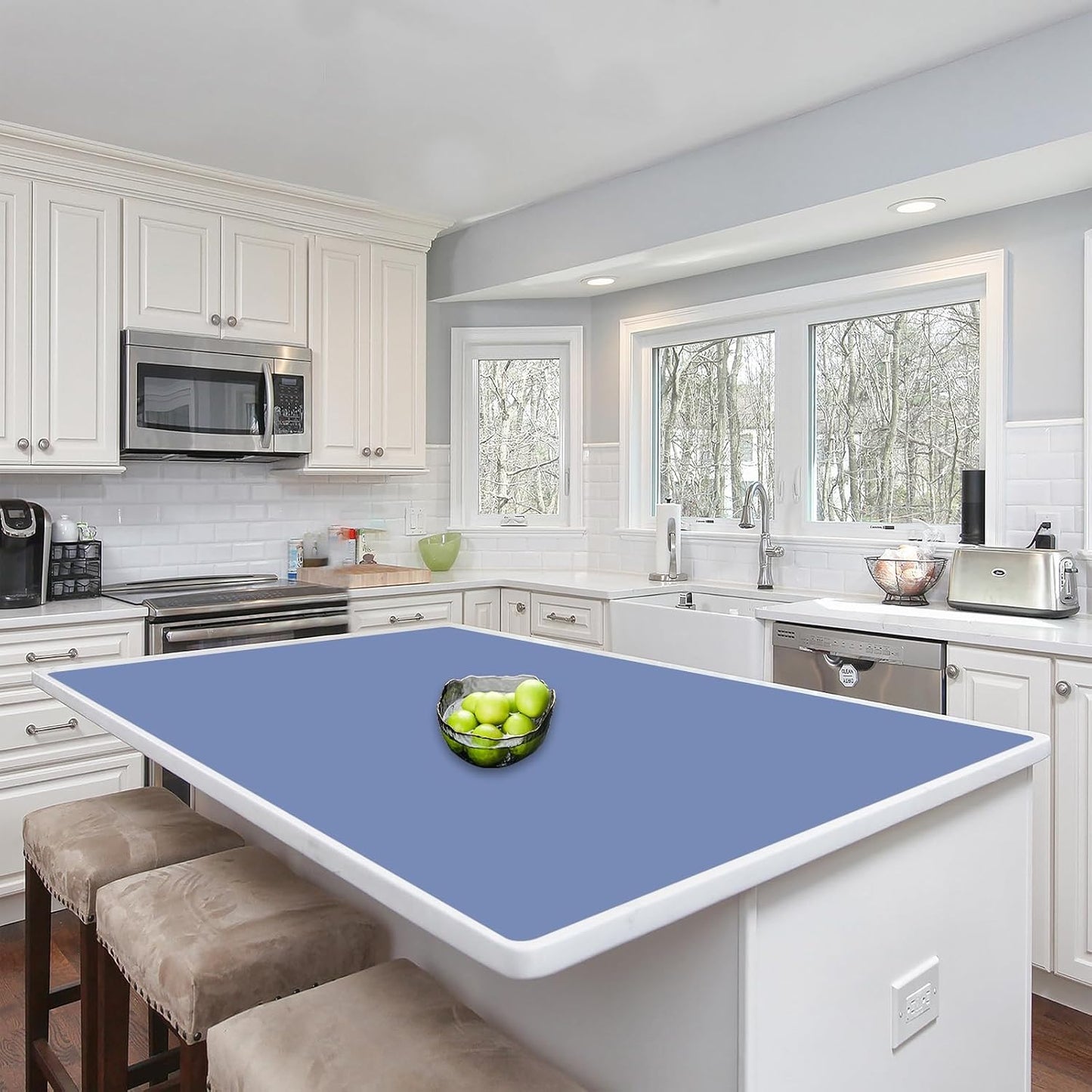 Silicone Mats for Kitchen Counter, 47.3"x23.6"x0.08" Largest Heat Resistant Mat Kitchen Island Waterproof 2MM Thick Countertop Protector Mat Nons-slip Extra Large Counter Mat (Black)