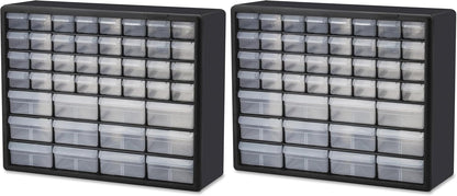 Akro-Mils 44-Drawer Plastic Drawer Storage Cabinet for Garage Organization, Bead Organizer, Building Bricks Storage, Teacher Toolbox, Makeup Organizer, 20" W x 6" D x 16" H, 10144 Black