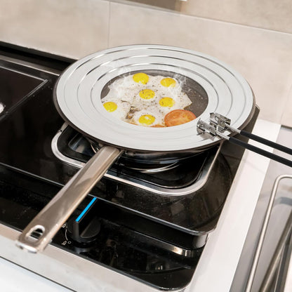 Frcctre 2 Pack Stainless Steel Splatter Screen for Frying Pan, 12 Inch Grease Splatter Guard with Foldable Silicone Handle, Food Strainer Cooling Mat Cover Oil Splash from Bacon, Oil, or Deep Fryer
