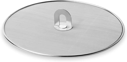 Homestia Splatter Screen for Kitchen, Stainless Steel Fine Mesh Splatter Screen for Frying Pan, 10” Grease Splatter Guard with Fold Flat Knob