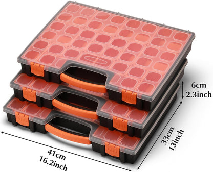 EMENTOL 2PCS Multi-Purpose Portable Organizer Box Set with 44-Removable Compartments, 2 Pieces Professional Boxes with Dimension 16.2"L*13"W*2.3"H