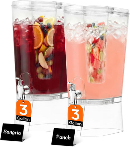 Lifewit 3 Gallon Drink Dispenser for Parties, Large Plastic Beverage Container with Fruit Infuser & Leak-Proof Spigot, BPA Free Water Pitcher for Juice/Tea/Lemonade - Ideal for Bar & Outdoor