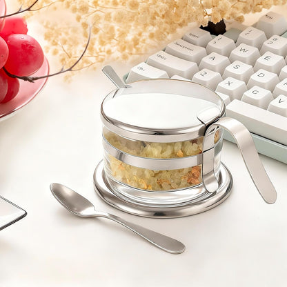 Honeydak Stainless Steel Salt Cellar with Spoon 6.76 oz