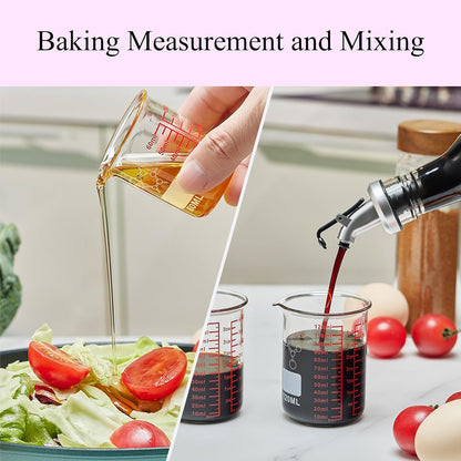 3 Piece Glass Measuring Cup Set, Includes 1/2-Cup, 1-Cup, and 2-Cup High Borosilicate Glasss Liquid Measuring Cups, Dishwasher, Freezer, Microwave, and Preheated Oven Safe, Essential Kitchen Tools