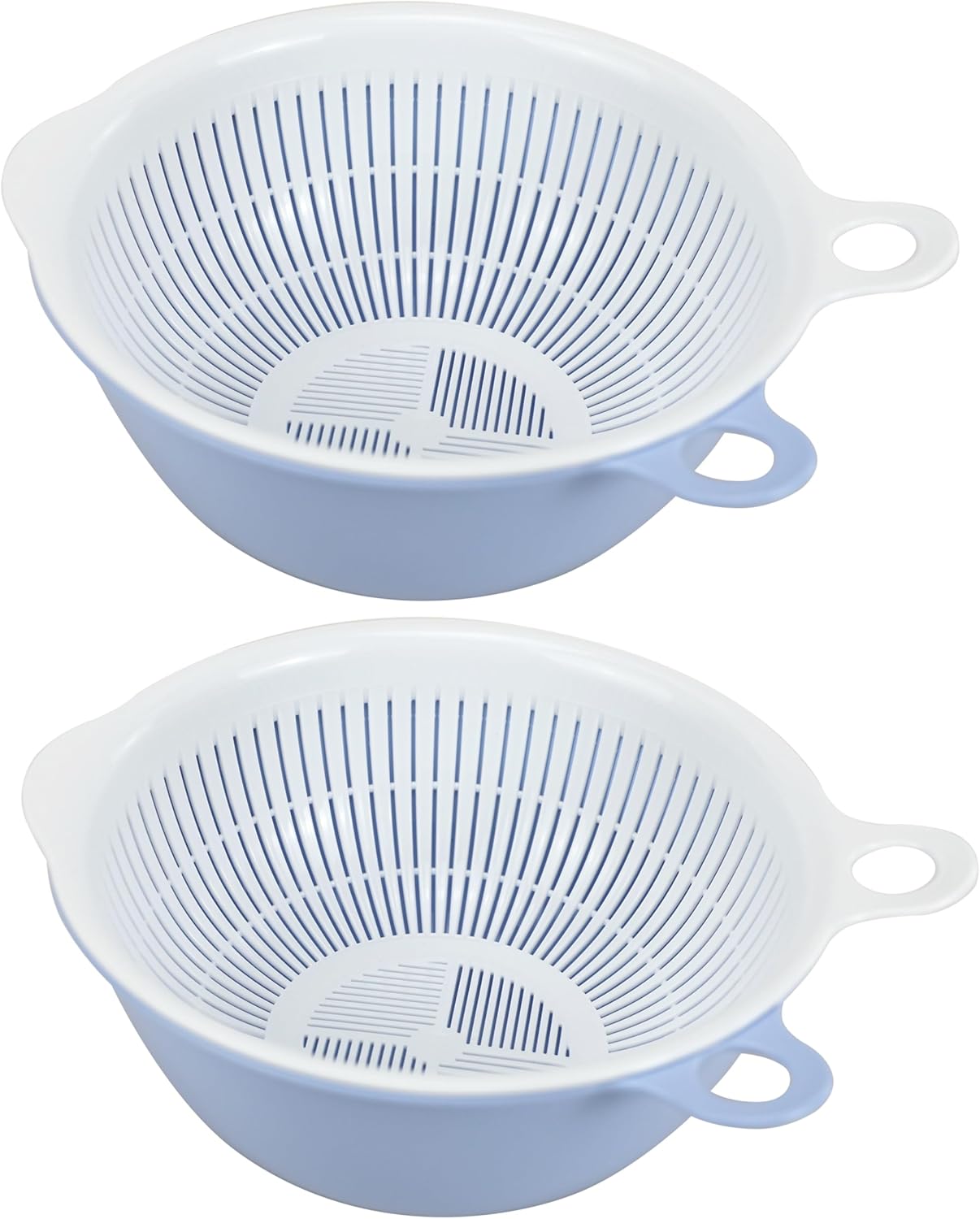 EIKS 2 Pack Plastic Kitchen Colander Basket with Strainer Bowl for Washing Draining Vegetables Fruit Grains Salad Cooing Preparation