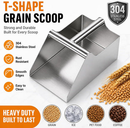 304 Stainless Steel Ice Scoop, Large 6-inch Metal Flour Scoop 50 Ounce