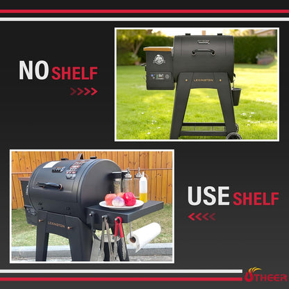 Upgraded Grill Table for Weber Kettle 22"/18"/26", Master Touch 22", Smokey Mountain, Recteq Pellet Grill RT-B380, Prep Station with Cutting Board, Basin, 4 Hooks, Shelf for Weber Kettle Accessories