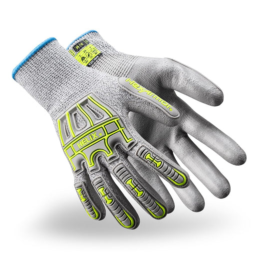 HexArmor Safety Gloves with Impact Protection | Polyurethane Palm Coating | A4 Level Cut-Resistance | 13-Gauge Seamless Knit | Touchscreen Compatible | Helix 1074IMP | Large