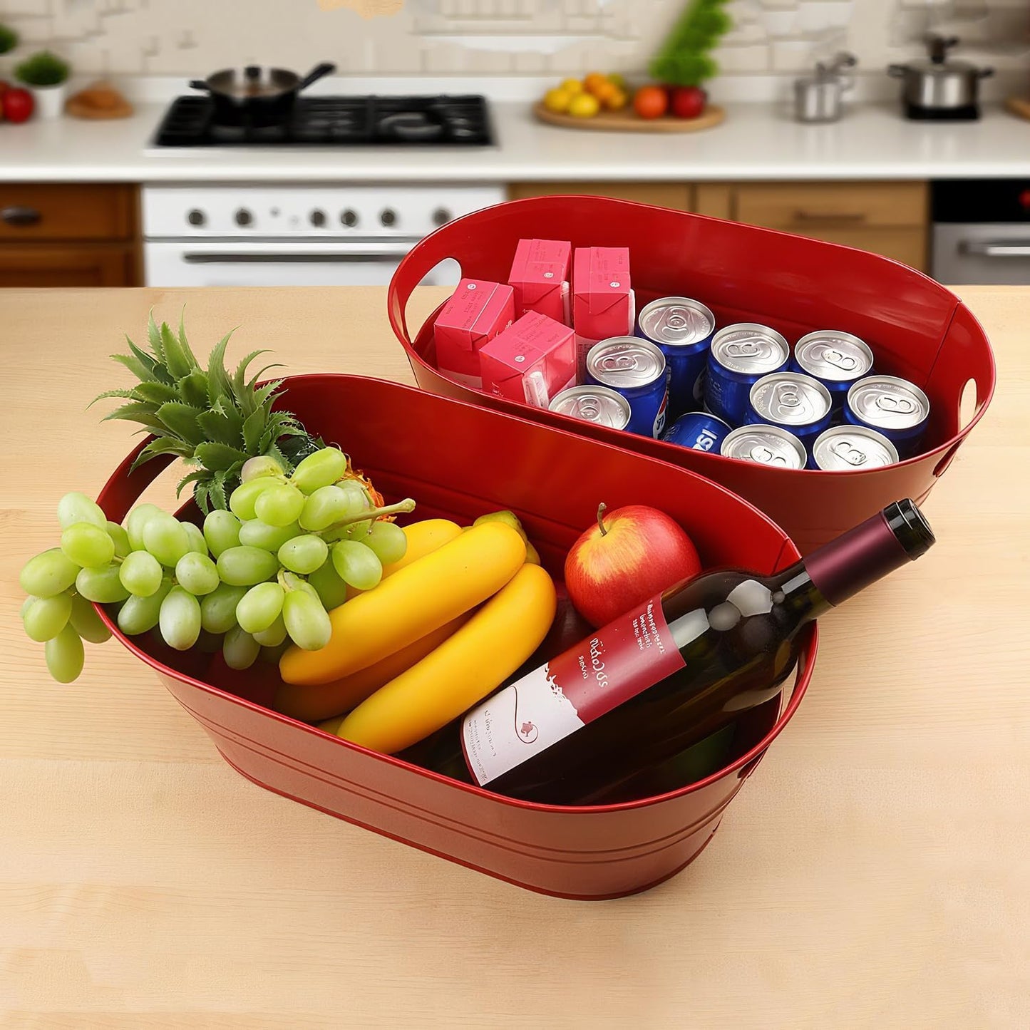 3 PCS 15.3 x 9 x 6 inches Black Metal Galvanized Tub with Handles, 3 Gallon Galvanized Beverage Tubs for Parties, Large Metal Drink Ice Buckets for Beer, Wine, Cocktails & Outdoor Events