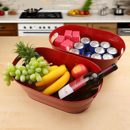 3 PCS 15.3 x 9 x 6 inches Black Metal Galvanized Tub with Handles, 3 Gallon Galvanized Beverage Tubs for Parties, Large Metal Drink Ice Buckets for Beer, Wine, Cocktails & Outdoor Events