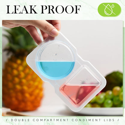 Blushtier 10 Pcs Pack Snack Containers with Lids, 5 oz Double Compartment Plastic Food Containers, Portable Divided Snack Cups for School, Office, Meal Prep, Sauces, Dips, On-the-go Camping (Clear)