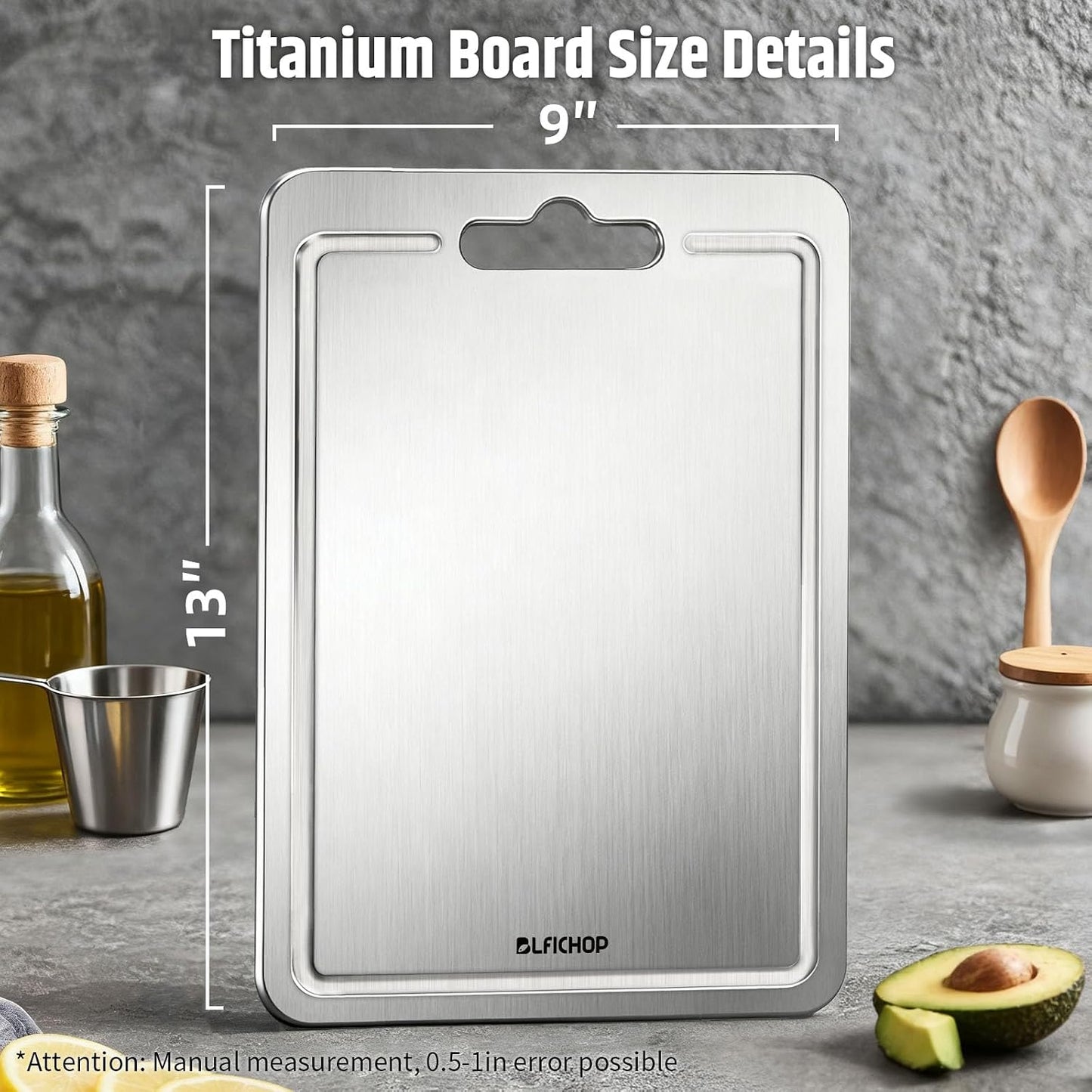100% Pure Titanium Cutting Boards with Juice Groove, Metal Chopping Boards for kitchen Double-Sided Non-Toxic Cutting Borad Meat, Vegetables and Fruits, Dishwasher Safe, Grey (18 * 12in）