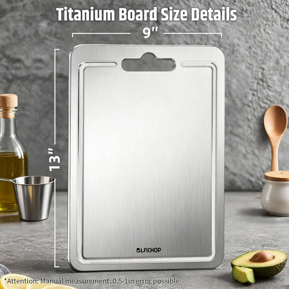 100% Pure Titanium Cutting Boards with Juice Groove, Metal Chopping Boards for kitchen Double-Sided Non-Toxic Cutting Borad Meat, Vegetables and Fruits, Dishwasher Safe, Grey (18 * 12in）