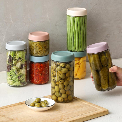 NETANY 6-pack 10oz Glass jars with Airtight Lids, Overnight Oats Containers with Lids, Wide mouth Mason Salad jars, Glass Food Storage Containers for Snacks Yogurt Spice Sugar