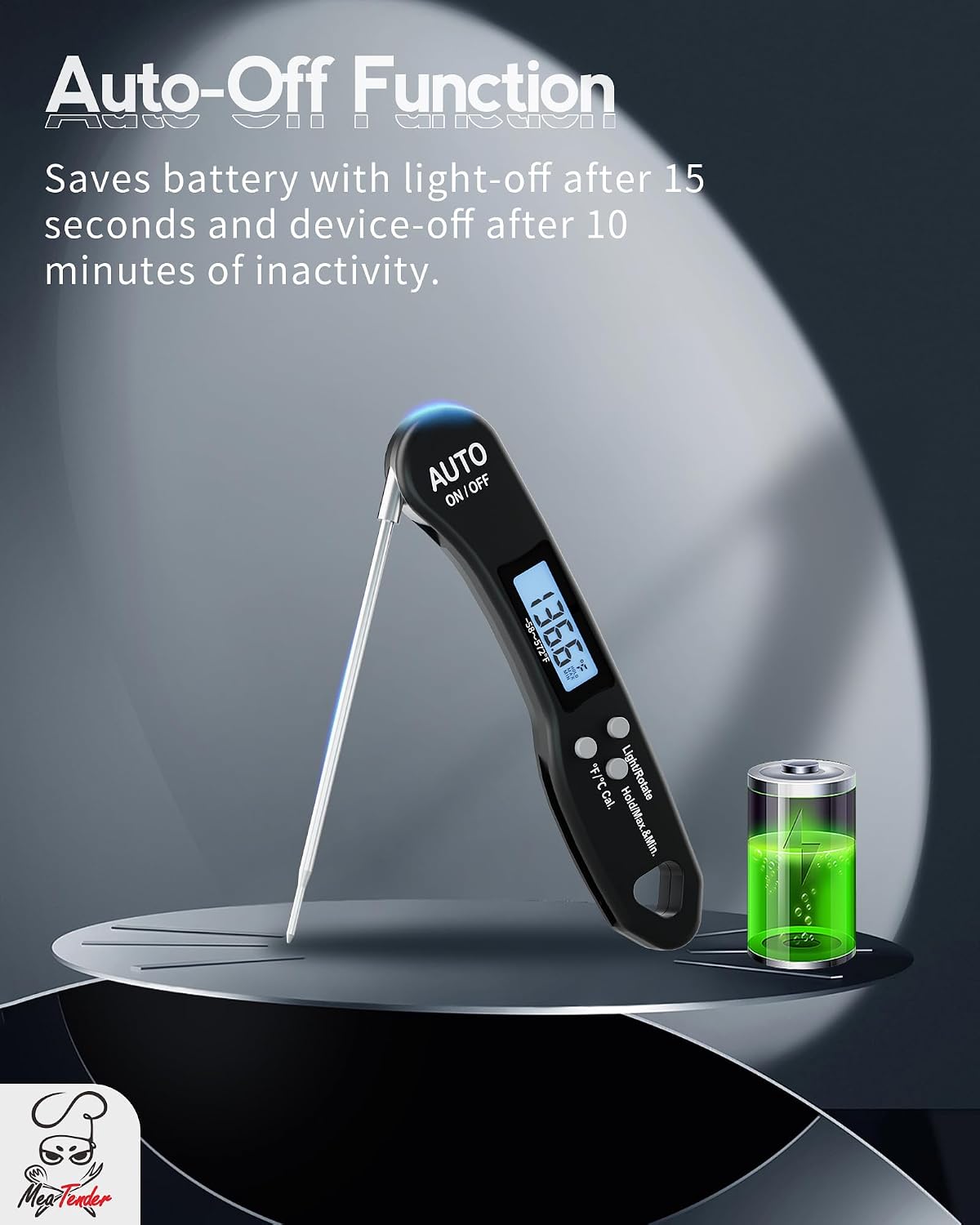 Foldable Instant Read Digital Meat Thermometer for Cooking, ±1°F Accuracy