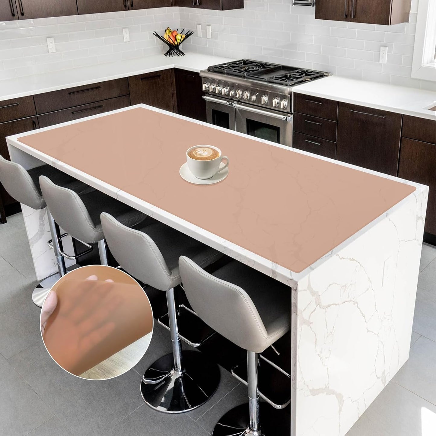 Silicone Mats for Kitchen Counter, 47.3"x23.6"x0.08" Largest Heat Resistant Mat Kitchen Island Waterproof 2MM Thick Countertop Protector Mat Nons-slip Extra Large Counter Mat (Black)
