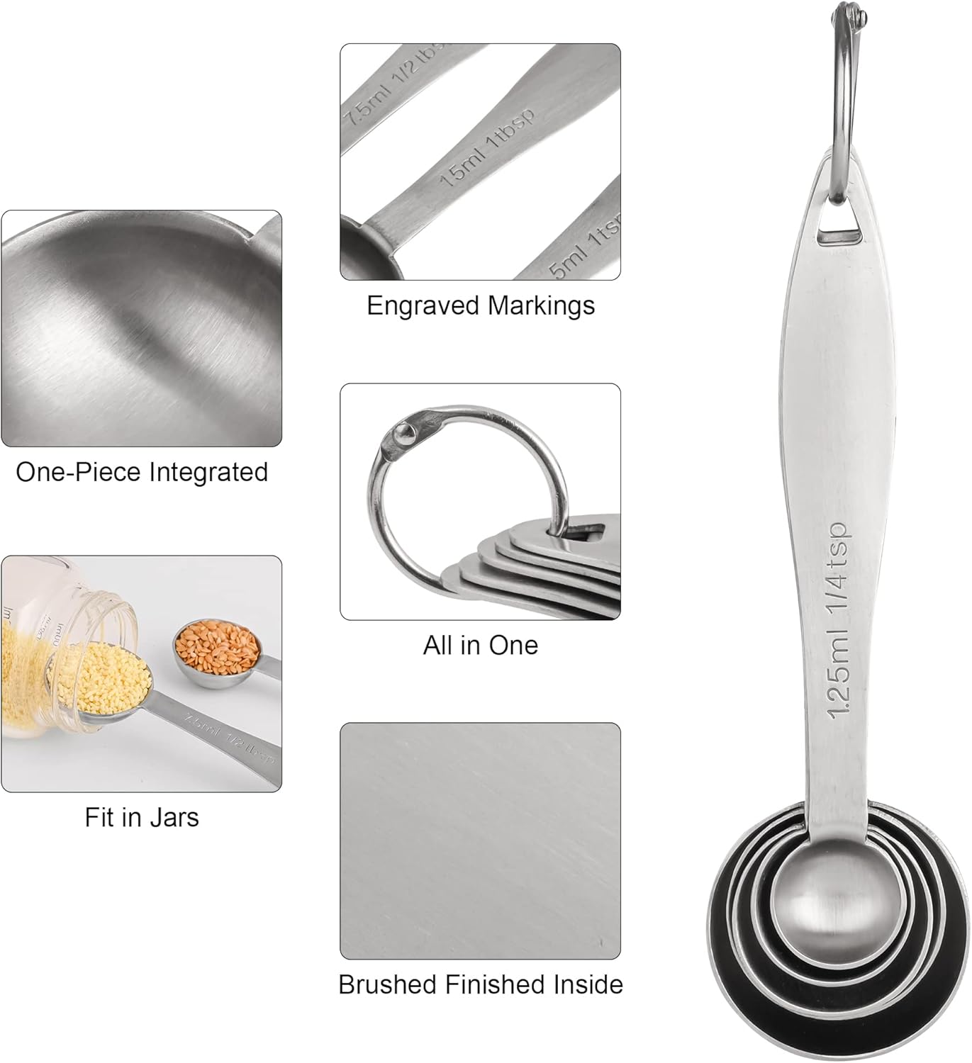 Measuring Cups and Spoons Set, 12 Pieces Stainless Steel Measuring Cup Set, Metal Copper Measuring Cups Spoons, Dry & Liquid Kitchen Measure Cup Spoon & Leveler & Measure Equivalents