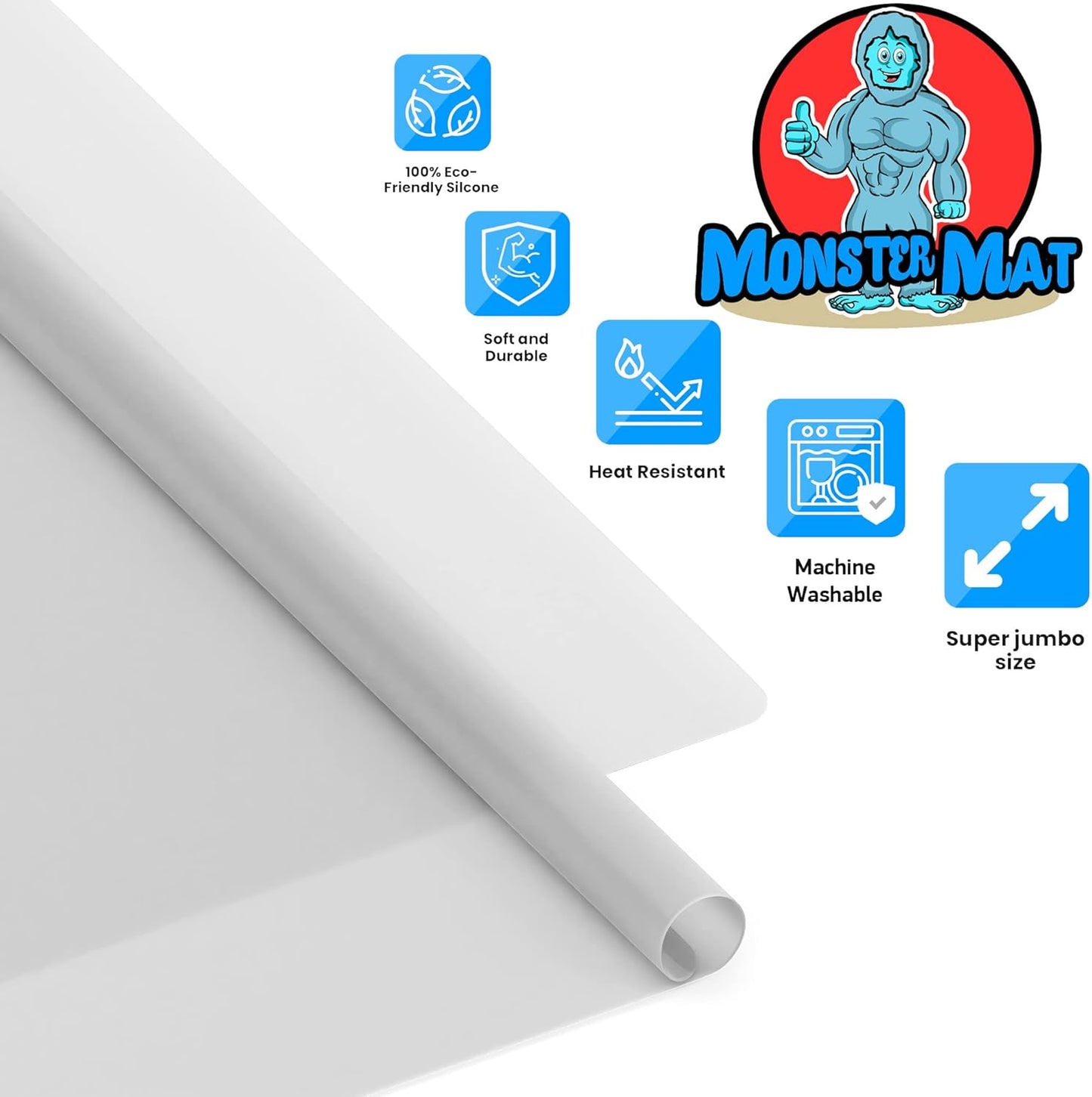 Super Jumbo Silicone Mat 36” x 48” - 3 by 4 Feet. by MonsterMat (Super Jumbo 48 x 36, Translucent)