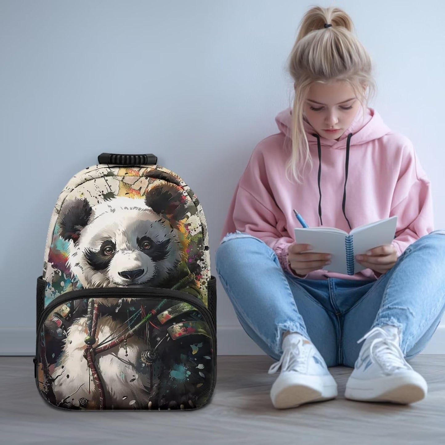 Highland Cow Backpack with Lunch Box Set for Kids Sunflower School Backpack for Girls Boys Back to School Bag Student Travel Backpacks Reusable Utensils Pen Case Water Bottle Bag 5PCS