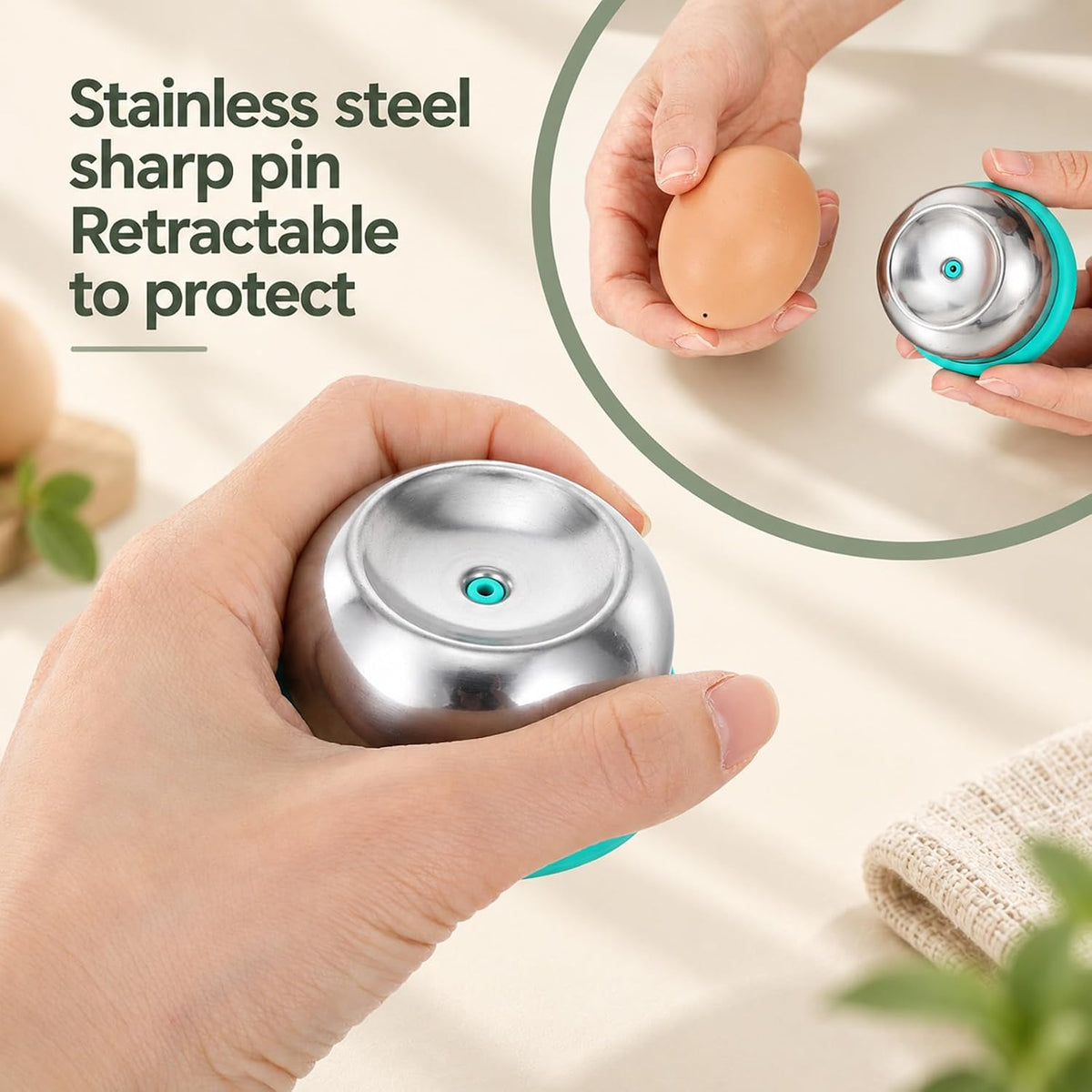 2 Pcs Egg Hole Puncher,304 Stainless Steel Egg Piercer Tool