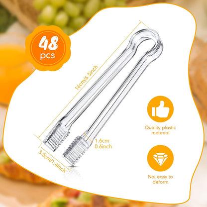 Nuogo Plastic Buffet Serving Tongs 6.3 Inch One-off Clear Tongs