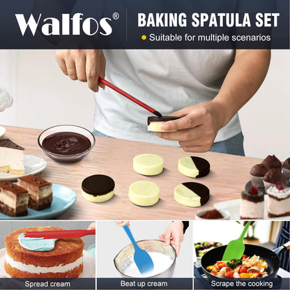 Walfos 600°F High Heat Resistant Silicone Spatula Set of 5- Food Grade Rubber Spatula Set for Baking Cooking & Mixing - BPA Free, Non Stick and Dishwasher Safe,black
