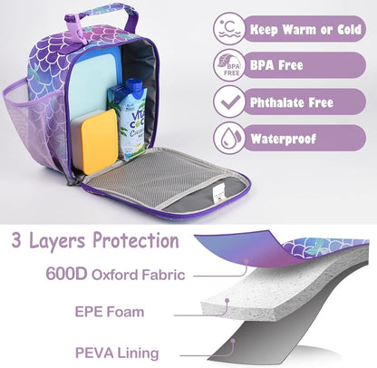 CaCTOUR Lunch Box Kids,Premium Insulated Lunchbox for Girls Boys,Soft Mini Cooler Bag Back to School Thermal Reusable Lunch Bag for Work School Picnic (Blue)