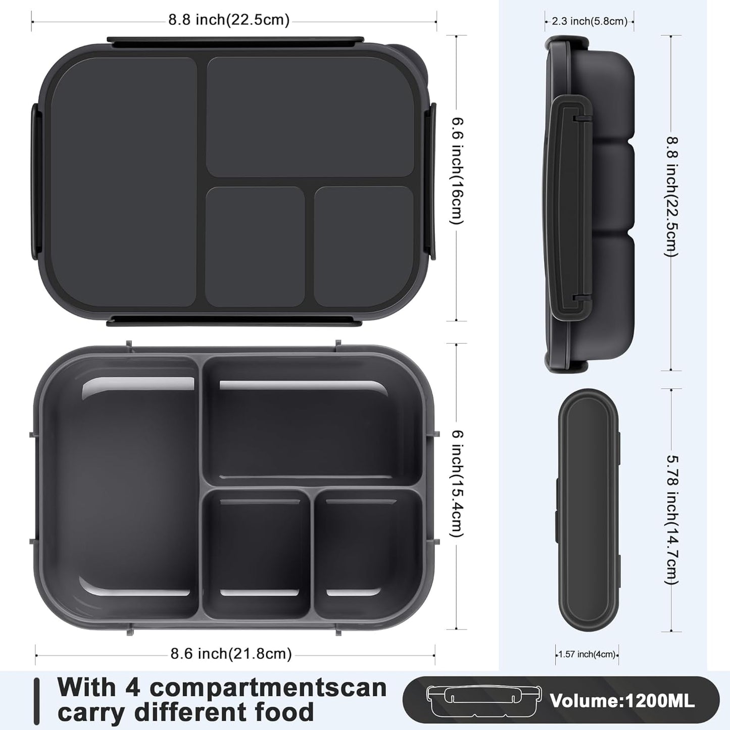 Amathley Lunch Box Kids,Bento Box Adult,Leakproof Lunch Containers for Adults/Kids/Toddler,1200ML-4 Compartments bento Lunch box with Utensil,Microwave & Dishwasher & Freezer Safe (Pink Berry)
