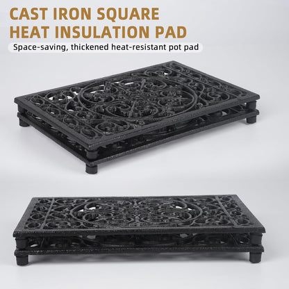 Notakia 9.6 x 6.3 Inch Cast Iron Trivet Set, Large Metal Trivets for Hot Dishes Pots Pans Decorative Kitchen Trivets, Heat-Resistant Trivet Mats for Quartz Countertops, Green Kitchen Accessories
