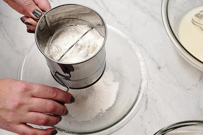 RSVP International Endurance® Stainless Steel Vintage One-Hand Sifter, 1 Cup | Top Cakes, Sift Flour, Marinade BBQ & More | Dishwasher Safe | Powder Sugar, Sift Flour, Spread Toppings & More