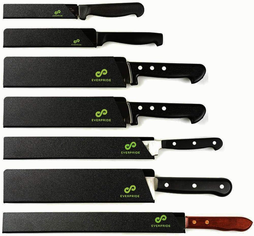 EVERPRIDE Chef Knife Sheath Set Universal Blade Edge Cover Guards for Chef’s and Kitchen Knives – Durable, BPA-Free, Felt Lined, Sturdy ABS Plastic – Knives Not Included