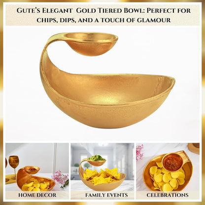 9 Cluster Decorative Bowls Bright Gold Brass Snack Tray Bowl Chip & Dip Serving Piece Strong Brass Centerpiece Beautiful Room Accent & Entertaining Parties Home Decor Wedding Gifts 22 Inch Decorative
