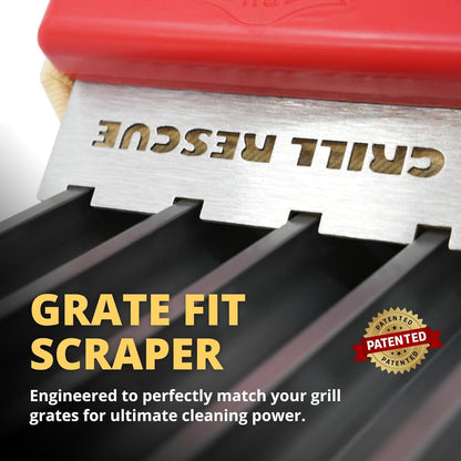Grill Rescue BBQ Replaceable Scraper Cleaning Head, Bristle Free - Durable and Unique Tools for Cast Iron or Stainless-Steel Grates, Barbecue Cleaner (Replaceable Grill Grate Scraper Head)