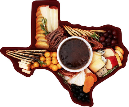 KOLORAE Texas Serving Tray - 6 Compartment Texas Snack Tray w/Dressing Cup. Great for Entertaining. Veggie Tray. Fruit Tray. Snack Tray. Entertaining Platter. Party Serving Platter, Large, White