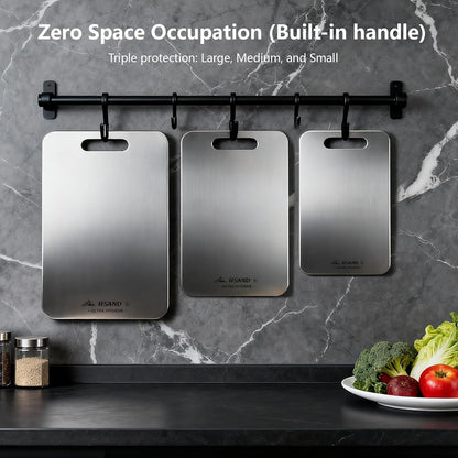 3-Pack Titanium Cutting Board Set, Non-Slip & Double-Sided Design, 100% Pure Titanium Food-Grade Non Toxic Cutting Board, Knife-Friendly, Dishwasher Safe