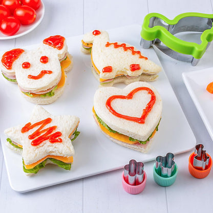 Sandwich Cutter for Kids 48 Pcs, Kimfead Cookie Cutters, Fruit Vegetable Cutter Shapes, Food Picks for Bento Box, Mouse Dinosaur Star Square Heart Shape