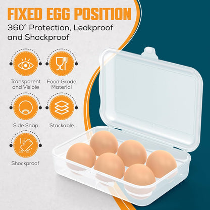 ZPU Egg Holder Camping, 1Pcs 6 Grid Egg Container, Plastic Egg Carrier for Camping Picnic Travel Outdoor Refrigerator Kitchen, Protective Egg Storage Case, Clear White