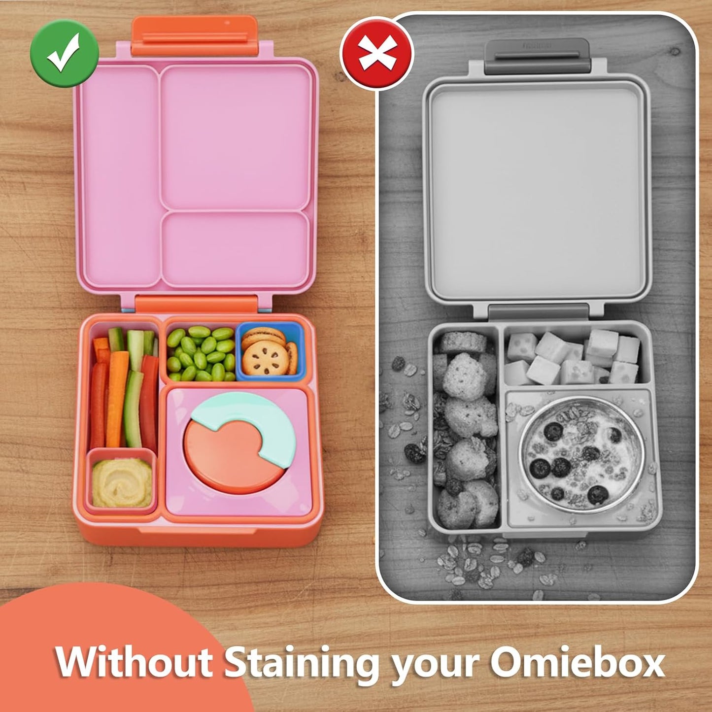 4 Pack Silicone Lunch Containers Compatible with OmieBox, Leak-Proof Bento box Accessories, Silicone Dips Containers with Lids, Fit for Most Lunch Boxes