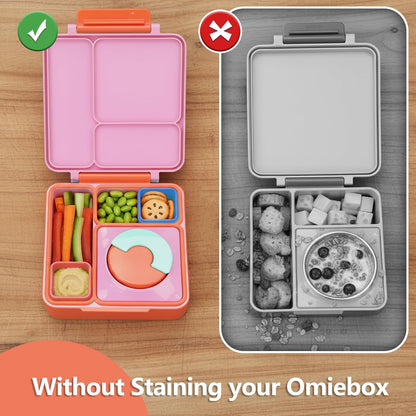 4 Pack Silicone Lunch Containers Compatible with OmieBox, Leak-Proof Bento box Accessories, Silicone Dips Containers with Lids, Fit for Most Lunch Boxes
