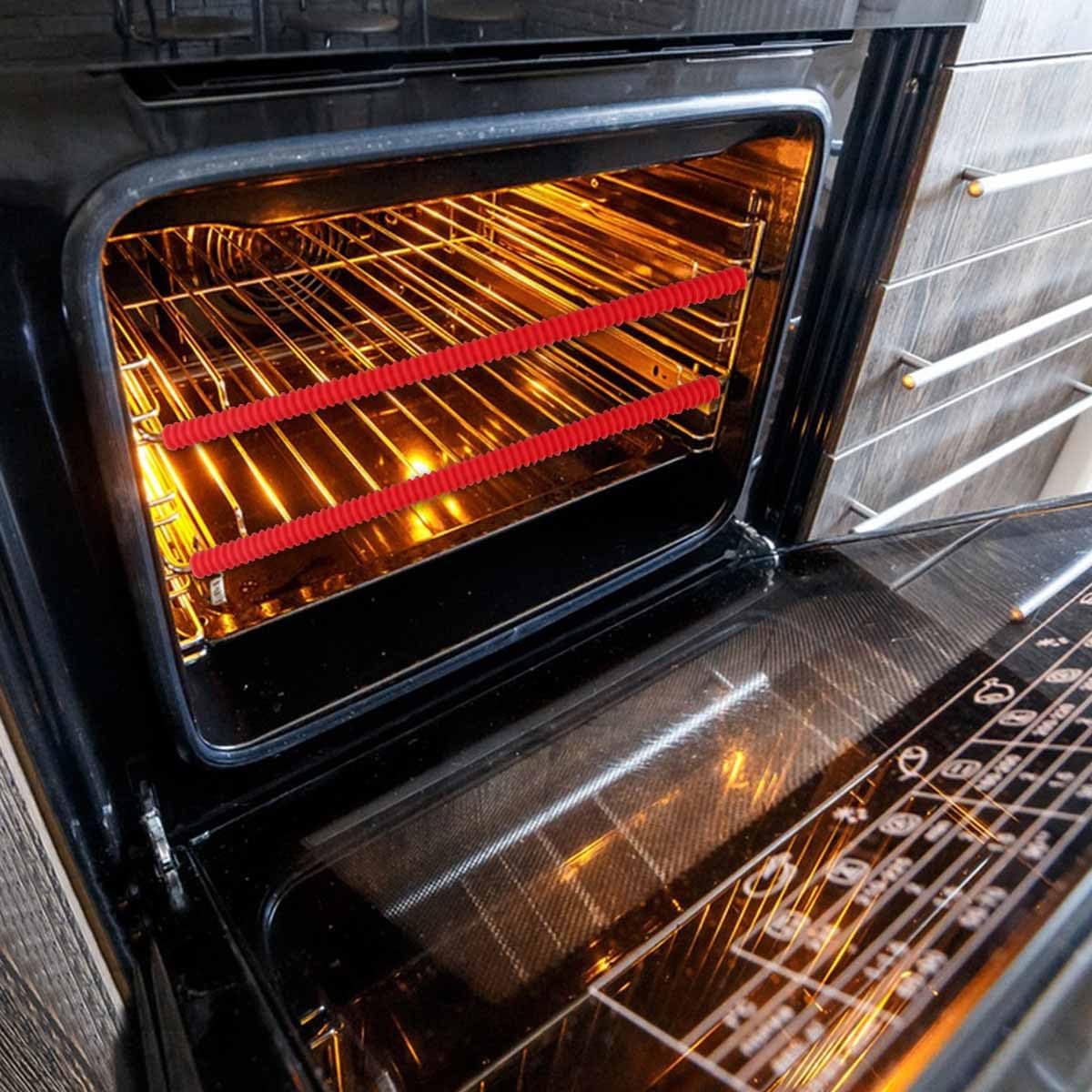 4 Pack Silicone Oven Rack Shields Heat Resistant Silicone Oven Rack Guards Against Burns and Scars Silicone Oven Rack Edge Protector Oven Rack Cover Edge Oven Shelf Protectors Protect Hand & Arm (Red)