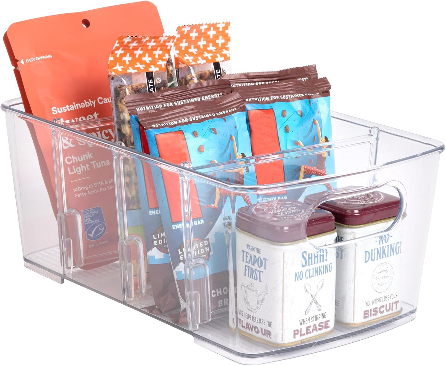 Smart Design 4-Section Clear Bin with Removable Dividers