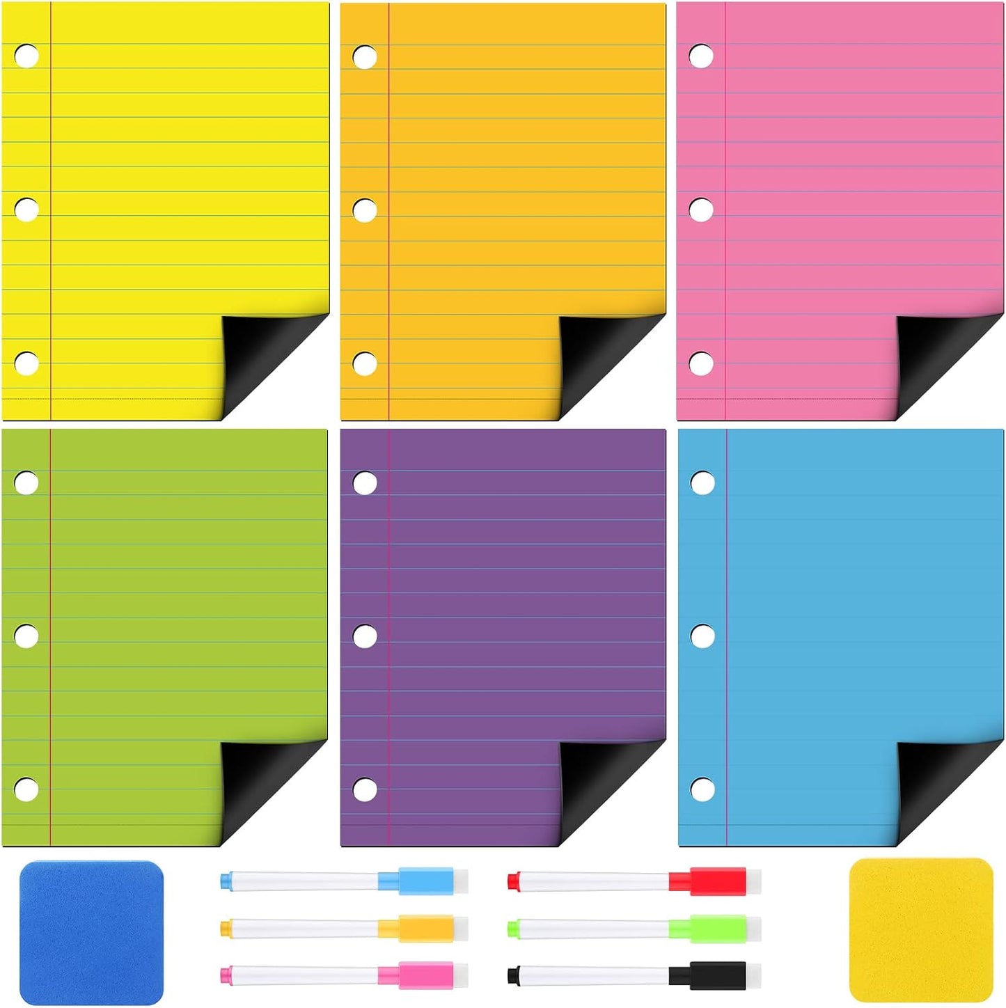 Crtiin 6 Pieces Magnetic to Do List for Fridge 8 x 10.5 Inch Colourful Dry Erase Magnetic Sheet Set with 6 Pieces Markers and 2 Pieces Dry Erase for Grocery Weekly Meal Planner Whiteboard