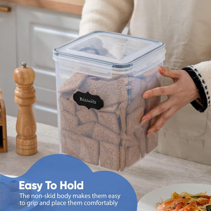Chef's Path Extra Large Airtight Food Storage Containers with Lids, Pack of 2, 6.5L, 220Oz, Airtight Kitchen and Pantry Bulk Canisters for Flour, Sugar, Rice, and Baking Supplies - Transparent
