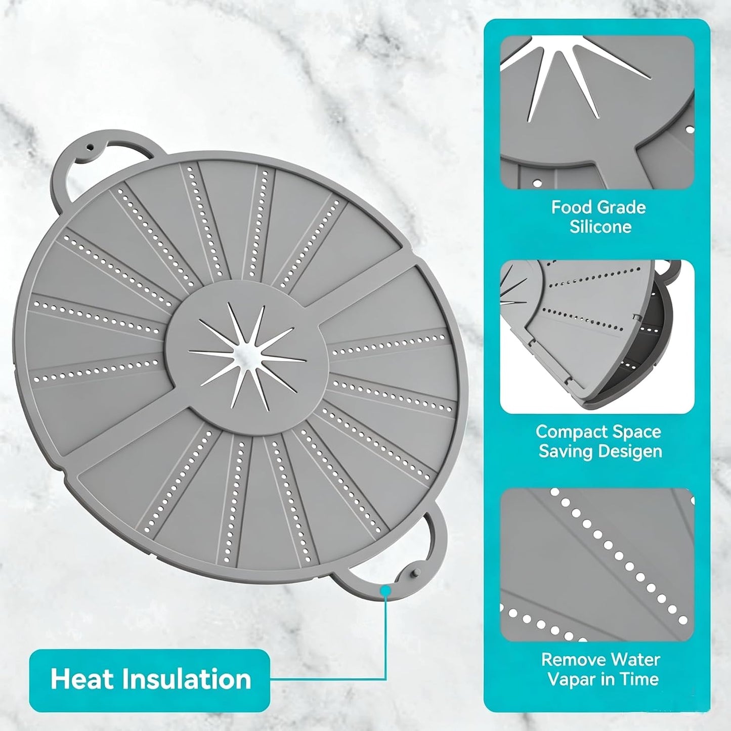 Silicone Splatter Screen for Frying Pan, Foldable Splash Guard, Multi-Use Grease Splatter Guard,Heat-Resistant Trivet Mat, 12" Non-Stick Oil Splatter Guard, Dishwasher Safe, BPA Free-red