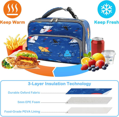 FlowFly Kids Lunch box Insulated Soft Bag Mini Cooler Back to School Thermal Meal Tote Kit for Girls, Boys, Astronaut - Colors A
