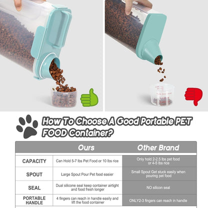 LEAWALK 5Lbs Airtight Cat Dog Food Storage Container with Upgraded Large Nozzle BPA-Free, Pet Food Storage Containers for Rice, Grain, Pet Food, Flour, Dog Treat Storage (Dark Gray, 5L-1pack)