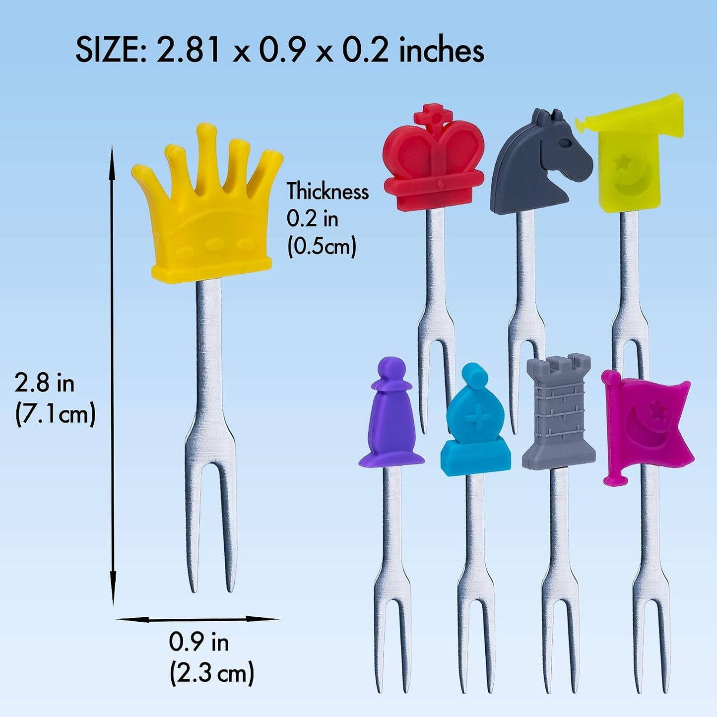 Cocktail Forks, 6-Piece Appetizer Forks, Cat Shapes, Stainless Steel and Silicone Small Forks for Fruits, Cheese, Appetizers