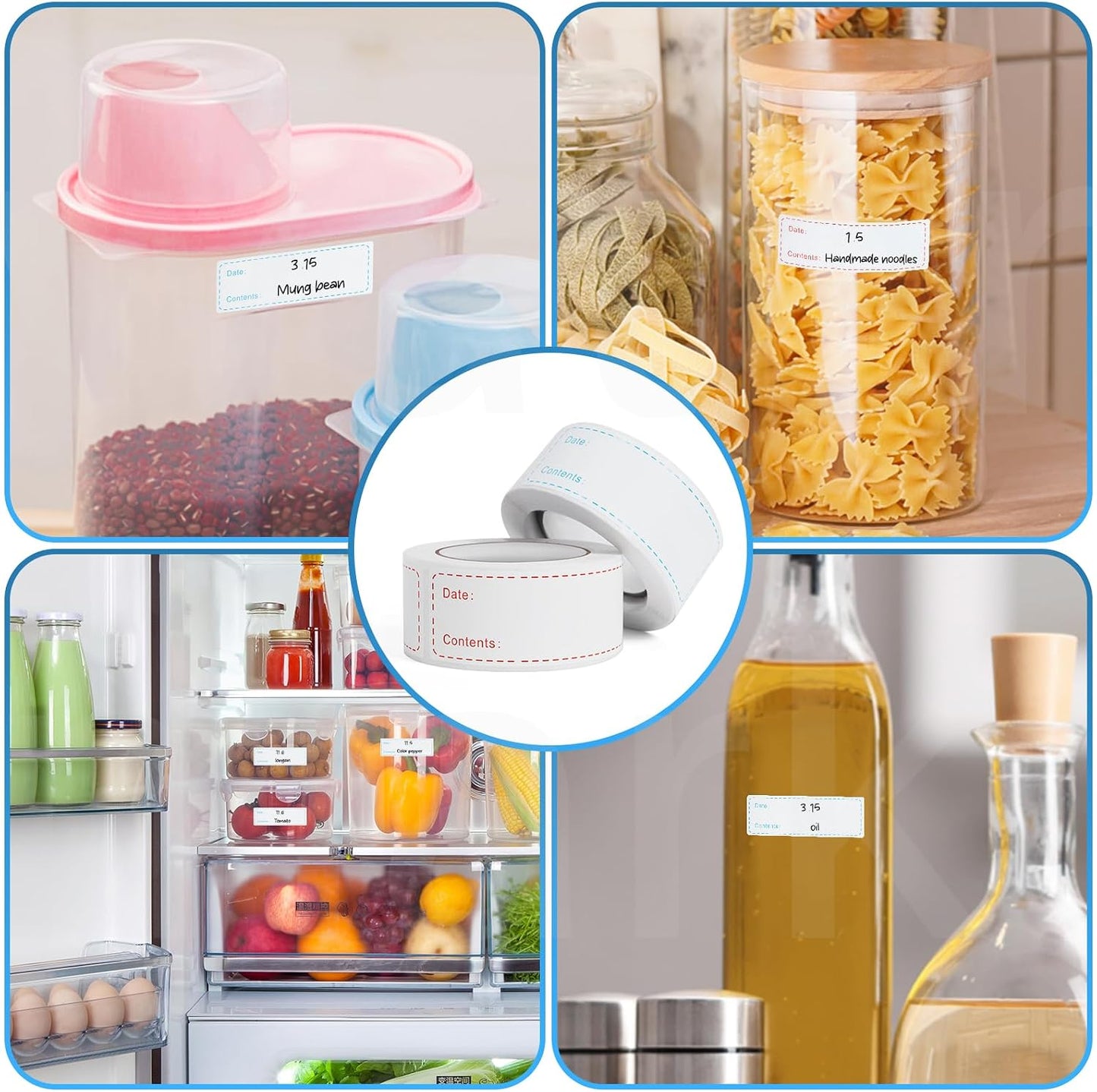500 Pcs Freezer Labels, 1 x 3 Inch Refrigerator Food Label Stickers, No Residue, Easy Peel Off, Water & Oil Resistant, Labels for Food, Freezer Bags, Jars, and Containers